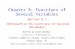 Introduction to Functions of Several Variables