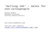 'Selling 101' Sales for non-salespeople