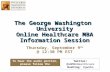 GW Online Healthcare MBA Sept 9th Information Session