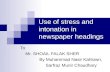 Use Of Stress And Intonation In Newspaper Headings