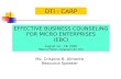 Effective Business Counselling For Microenterprises