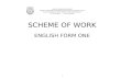 Scheme of Work Form 1
