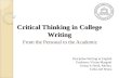 Critical thinking in college writing
