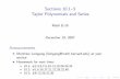 Taylor Polynomials and Series