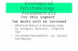 Ecological Epistemology  Fundamentals 2 19 08