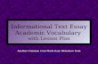 Informational text essay Academic Vocabulary with Lesson Plan