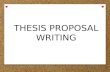 Thesis Writing Proposal
