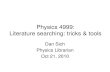 Physics 4999: Literature searching: tricks & tools