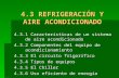 4.3 REFRIGERACIÓN Y AIRE ACONDICIONADO 4.3.1 Características de un sistema de aire acondicionado 4.3.2 Componentes del equipo de acondicionamiento 4.3.3.