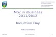 MSc iBusiness Induction 2011_2012