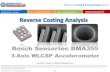 Bosch Sensortec BMA355 3-Axis MEMS Accelerometer teardown reverse costing report by published Yole Developpement