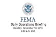 FEMA Daily Ops Briefing for Nov 18, 2013