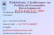 Pakistan; Challenges In Political Economic Development