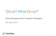 Crisis Management Overview for Program Managers