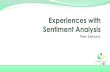 Experiences with Sentiment Analysis with Peter Zadrozny