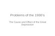 Problems of the 1930s The Cause and Effect of the Great Depression.