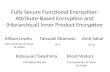 Fully Secure Functional Encryption: Attribute-Based Encryption and (Hierarchical) Inner Product Encryption Allison Lewko The University of Texas at Austin.