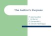 The Author's Purpose P (persuade) I (inform) E (entertain) S (share feelings)