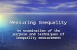 Measuring Inequality An examination of the purpose and techniques of inequality measurement.