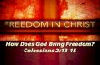 How Does God Bring Freedom? Colossians 2:13-15. Our identity apart from Christ And you, who were dead in your trespasses and the uncircumcision of your.