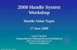 2008 Handle System Workshop Handle Value Types 17 June 2008 Larry Lannom Corporation for National Research Initiatives