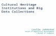 Cultural Heritage Institutions and Big Data Collections Leslie Johnston Chief of Repository Development Library of Congress.