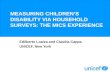 MEASURING CHILDRENS DISABILITY VIA HOUSEHOLD SURVEYS: THE MICS EXPERIENCE Edilberto Loaiza and Claudia Cappa UNICEF, New York.