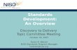 1 Standards Development: An Overview Discovery to Delivery Topic Committee Meeting October 30, 2007 Karen A. Wetzel NISO Standards Program Manager kwetzel@niso.org.