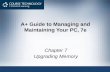 A+ Guide to Managing and Maintaining Your PC, 7e Chapter 7 Upgrading Memory.