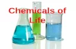 Chemicals of Life. Chemistry chemicals give cells properties of life –must know principles of chemistry to understand biology –organisms-bags of chemicals.