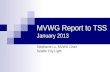 MVWG Report to TSS January 2013 Stephanie Lu, MVWG Chair Seattle City Light.