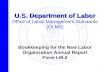 1 U.S. Department of Labor U.S. Department of Labor Office of Labor-Management Standards (OLMS) Bookkeeping for the New Labor Organization Annual Report.
