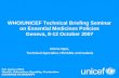 WHO/UNICEF Technical Briefing Seminar on Essential Medicines Policies Geneva, 8-12 October 2007 Atieno Ojoo, Technical Specialist, HIV/AIDs and malaria.