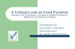 A Critical Look at Food Pyramid Going for the 3 Increases: Increase in Health, Increase in Happiness & Increase in Energy Strategies for Success in Weight.
