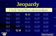 Jeopardy Q 1 Q 2 Q 3 Q 4 Q 5 Q 6Q 16Q 11Q 21 Q 7Q 12Q 17Q 22 Q 8Q 13Q 18 Q 23 Q 9 Q 14Q 19Q 24 Q 10Q 15Q 20Q 25 Final Jeopardy Civil War/Reconstruction.