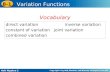Holt Algebra 2 8-1 Variation Functions direct variationinverse variation constant of variationjoint variation combined variation Vocabulary.