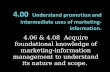 4.06 & 4.08 Acquire foundational knowledge of marketing- information management to understand its nature and scope.