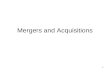 1 Mergers and Acquisitions. 2 Agenda Definition Overview Types Motives Process Valuation Methods of payment Codes of conduct.