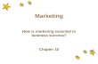 Marketing How is marketing essential to business success? Chapter 10.