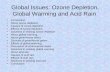 Global Issues: Ozone Depletion, Global Warming and Acid Rain Introduction About ozone depletion Causes of ozone depletion Effects of ozone depletion Solutions.