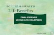 BC LIFE & HEALTH LifeBenefits FINAL EXPENSE WHOLE LIFE INSURANCE October 2000.