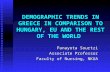 DEMOGRAPHIC TRENDS IN GREECE IN COMPARISON TO HUNGARY, EU AND THE REST OF THE WORLD Panayota Sourtzi Associate Professor Faculty of Nursing, NKUA.