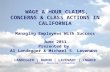 LANDEGGER | BARON | LAVENANT | INGBER Advice - Solutions - Litigation WAGE & HOUR CLAIMS, CONCERNS & CLASS ACTIONS IN CALIFORNIA Managing Employees With.