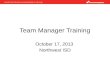 Team Manager Training October 17, 2013 Northwest ISD.
