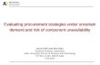 1 Evaluating procurement strategies under uncertain demand and risk of component unavailability Anssi Käki and Ahti Salo Systems Analysis Laboratory Aalto.