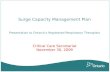 Surge Capacity Management Plan Presentation to Ontarios Registered Respiratory Therapists Critical Care Secretariat November 30, 2009.