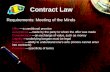 Contract Law Requirements: Meeting of the Minds Offer a conditional promise Acceptance made by the party to whom the offer was made Consideration an exchange.