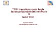TCP transfers over high latency/bandwidth network & Grid TCP Sylvain Ravot sylvain@hep.caltech.edu.
