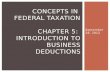 September 28, 2012 CONCEPTS IN FEDERAL TAXATION CHAPTER 5: INTRODUCTION TO BUSINESS DEDUCTIONS.