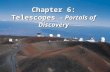 Chapter 6: Telescopes – Portals of Discovery. Visible light is only one type of electromagnetic radiation emitted by stars Each type of EM radiation travels.